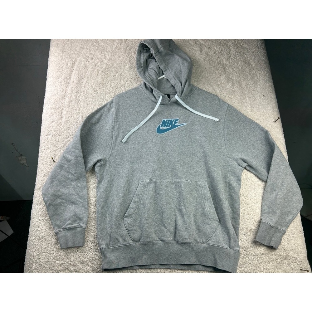 Nike Hoodie Men's Medium Grey Pullover Cotton Blend Just Do It